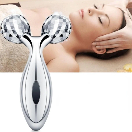 AL-306B-ARGENTO | Massaggiatore viso | Rullo rotante per viso e corpo