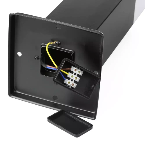 LLF-65CM | Staande tuinlamp, vierkante paal voor een E27 lamp | Voeding 230V, RVS | Mat zwart, 65cm