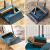 Reinigungsset mit Besen und Kehrschaufel mit langem Stiel | Besen mit drehbarem Kopf und klappbarer Kehrschaufel | FBS-2in1-Blue
