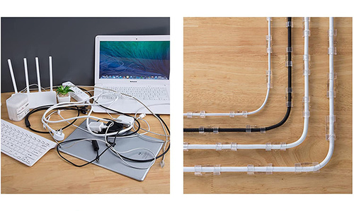 KZ-D58 | Set of 10 organizers for cables and wires | Clips with 3M nano adhesive tape | Transparent