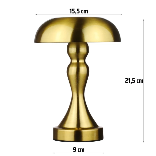 HJA24-A-GOLD | Gomba LED asztali lámpa | Vezeték nélküli lámpa szálloda, étterem számára | Éjszakai érintőlámpa