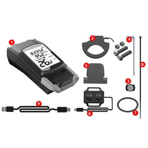 LED-Fahrradbeleuchtung 3-in-1 | 800 lm | mit Hupe und Fahrradtacho | schwarz | BK-H1920