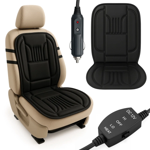 Alfombrilla calefactora universal para coche | 12 V | asiento calefaccionado para automóvil | negro | ZX-008-BLACK