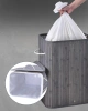 ZYL-100L-GRIJS | Grijze wasmand | Bamboe speelgoedcontainer | Houten kledingmand | Wasmand met twee vakken voor de badkamer