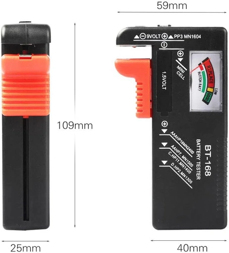 BT-168-ZWART | Batterijtester | Analoge voltmeter | Universele batterij- en accutester |