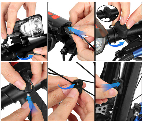 BL063 | Front bicycle lamp | Built-in horn 120dB | Cycling computer function | 4 light modes, 300lm, 8h of work, 1500mAh