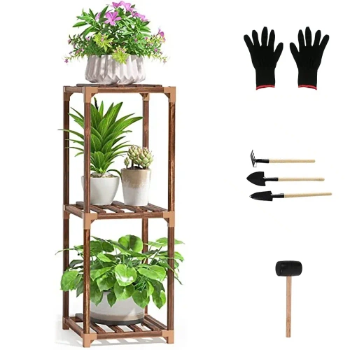 NZ237-BAMBÙ | Portafiori in legno per vasi da fiori | Supporto per piante | Mensola per fiori