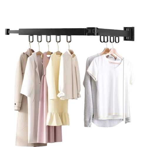 LYJ-D60-BLACK | Foldable clothes hanger | Foldable dryer | Wall rail with hooks