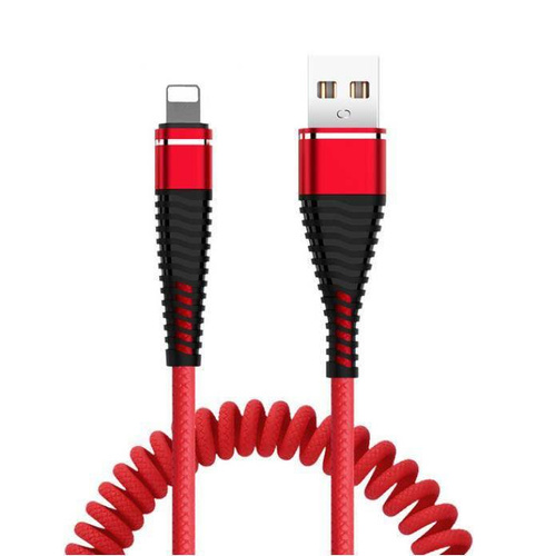 AM32 | Bliksem 1M | Spiraalvormige USB-kabel voor het opladen van uw telefoon | Snel opladen 3.0 2.4A