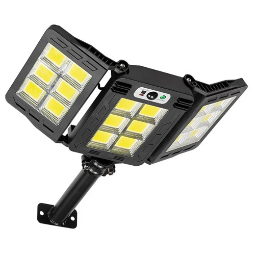 LD-W786 | Garden LED solar lamp with motion and dusk sensor IP65 | 3 adjustable panels | 360 COB LEDs | IR Remote