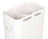 ZYL-100L-WHITE | White laundry basket | Bamboo toy box | Wooden clothes basket | Two-compartment laundry basket for the bathroom