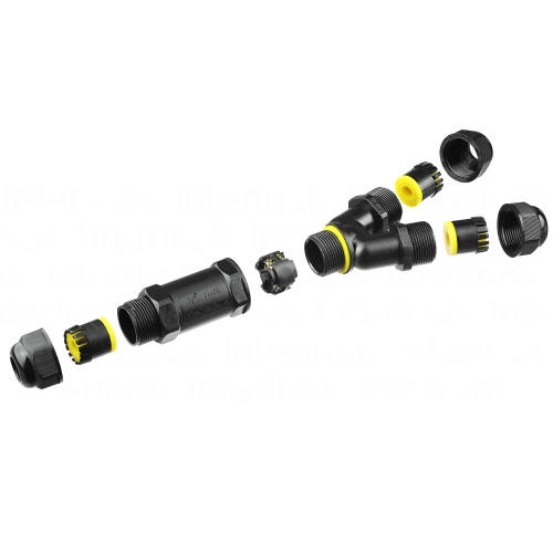 Conector de cabo hermético IP68 | Conector impermeável em Y 2×3 pinos 450 V 32 A para cabos de 4–14 mm | M685-YA