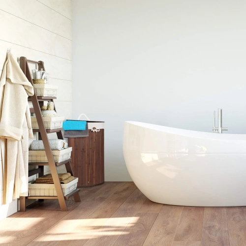 AYL-60L-DABR | Cesta de lavandería marrón | Contenedor de juguetes de bambú | Cesto para la ropa de madera | Cesto para la ropa sucia de un compartimento para el baño | Cesta de esquina