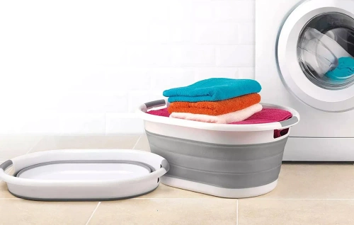 XJP-40L-GREY | Silicone foldable bowl For laundry