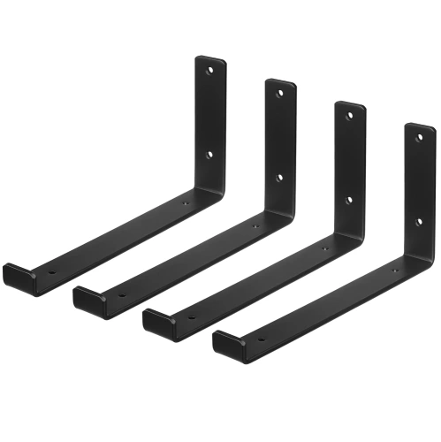 JZ-U286-NEGRU | Set de 4 suporturi pentru rafturi | Unghi raft 30 cm | 