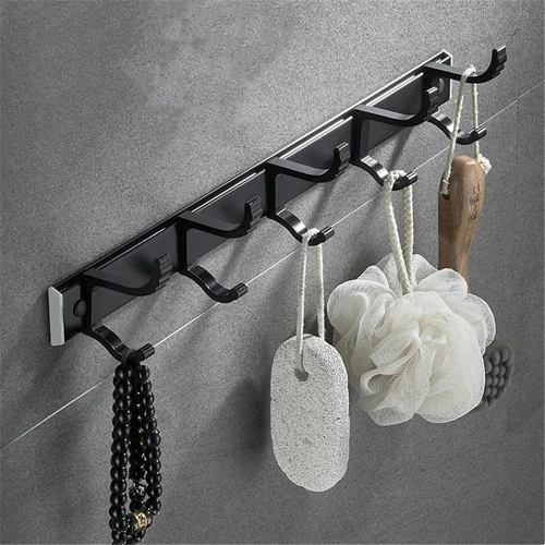 QH-8G-GRIS | Support mural avec crochets coulissants | Cintre de salle de bain en métal | Porte-vêtements ou porte-serviettes