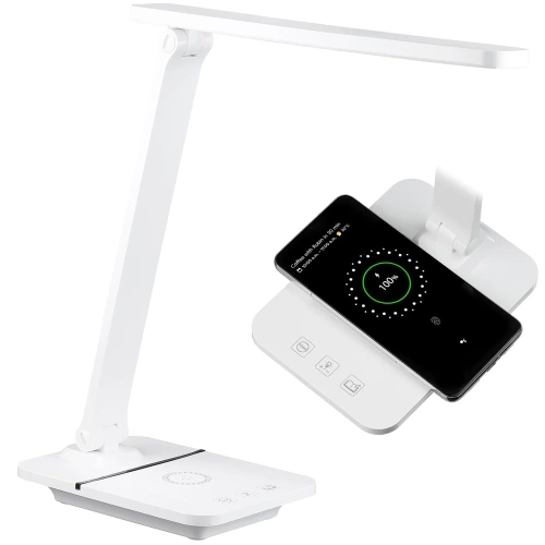 WD-F05-BLANC | Lampe de bureau LED avec chargeur inductif | Blanc