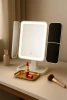 Espelho de maquilhagem dobrável com iluminação LED e ampliação 2X 3X | branco | XR-3300-WHITE