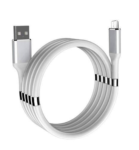 SN01-1M-Mikro-Hvid | Nemt tilbagetrækkeligt USB-kabel til hurtig opladning | Quick Charge 3.0