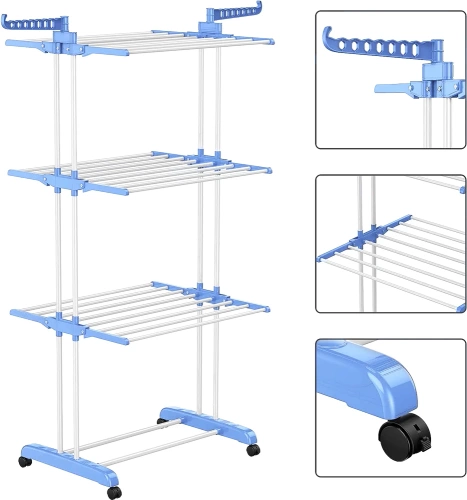 TW-116-BLU | Asciugabiancheria | Asciugatrice verticale | Stendibiancheria orizzontale