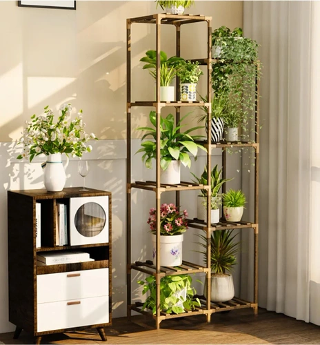 NZ252-BAMBOU | Support de fleurs en bois pour pots de fleurs | Support pour plantes | Étagère à fleurs