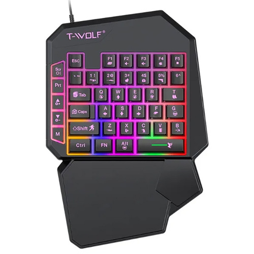 T19 | Enhånds gaming-tastatur med LED-baggrundsbelysning, tastatur