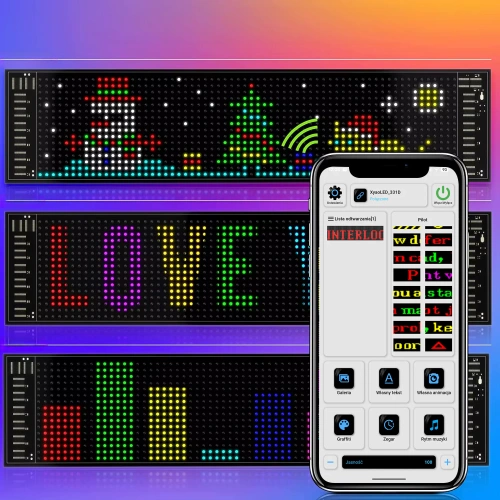 Programmierbare LED-Anzeigetafel „Devil Eyes“ | 70 x 173 mm | RGB-Panel für Auto und Lkw | individuelle Schriftzüge und Animationen | HRP-1632