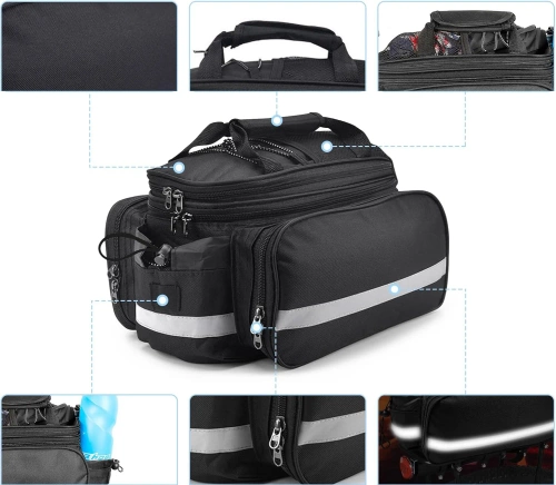 Alforje impermeável para bicicleta, 27L | Bolsa para bicicleta com capa de chuva e refletores | Bolsa para bicicleta 3 em 1 durável | ZTB-670