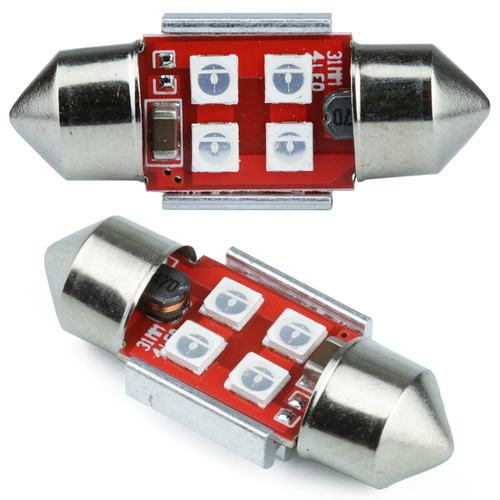 Bec LED auto C5W 4 SMD 3535 CAN BUS albastru