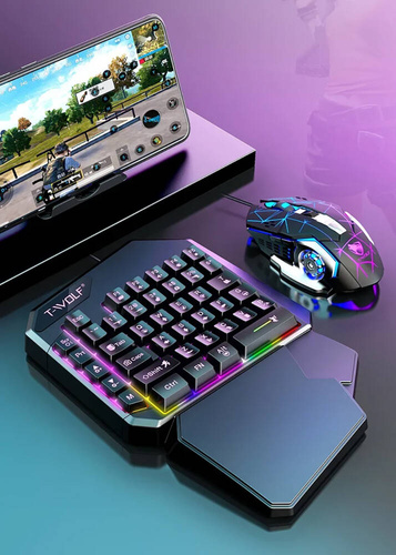 T19 | Tastatură pentru jocuri cu o singură mână, cu iluminare de fundal LED, tastatură
