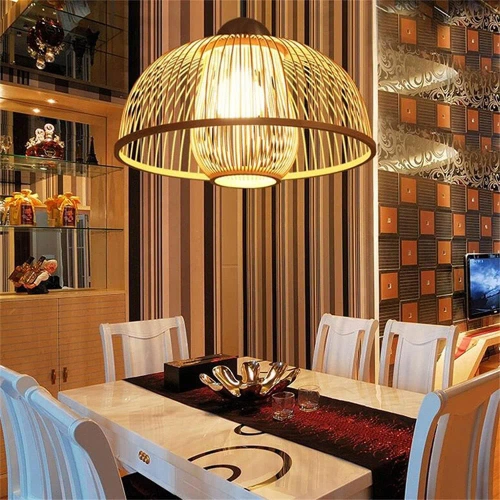 Ručně vyráběná závěsná bambusová lampa | BOHO | Čínský lustr