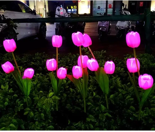 FLD-40-PINK | Napelemes kerti lámpa LED Tulip | 65 cm, 600 mAh