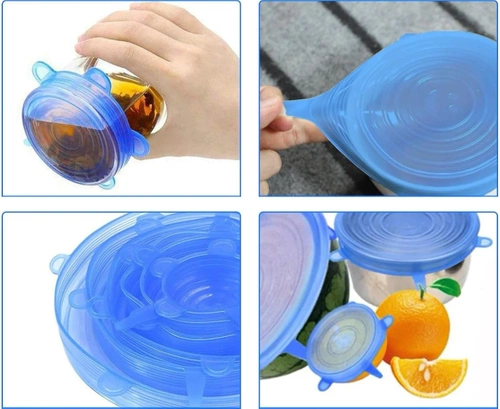 FLR-6PCS-BLAUW | Universele siliconen deksels | Set flexibele hoezen
