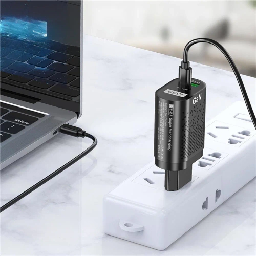 GAN | 65W Fast Wall Charger with USB and PD 3.0 (USB-C) Ports