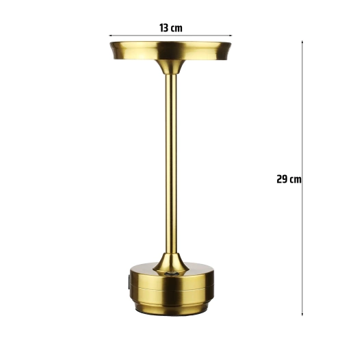 HJA30-GULD | Bordlampe med indbygget batteri | Natlampe med tre farver lys | Atmosfærisk lampe til hotel eller restaurant