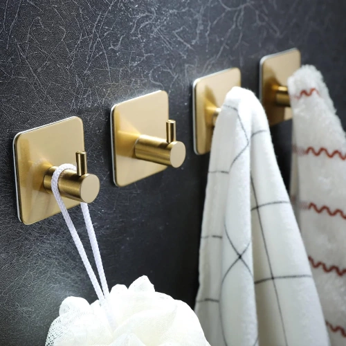 BXG-4PCS-GOLD | Auksinis kabliukas drabužiams, audiniams, rankšluosčiams | Lipnus laikiklis virtuvės reikmenims