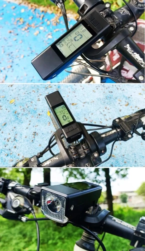 Luz de bicicleta LED 3 em 1 de 450 lm | Computador que mede velocidade, distância e tempo | Iluminação potente com sinal sonoro | MBLBD-3201