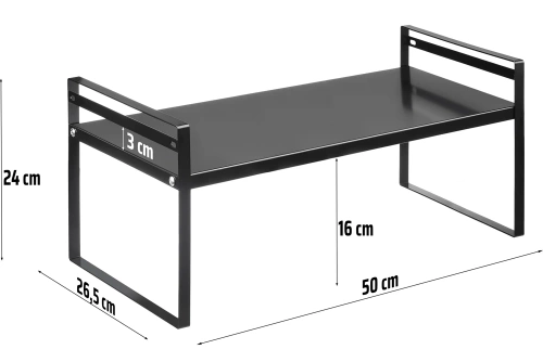MSK-L50CM-B | Рафт за баня за козметика | Метална кухненска стойка | Поставка за подправки | Свободностоящ рафт