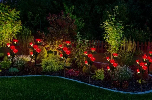 FLD-35-RED | LED solárne záhradné svietidlo Červené ruže | 74 cm, 600 mAh