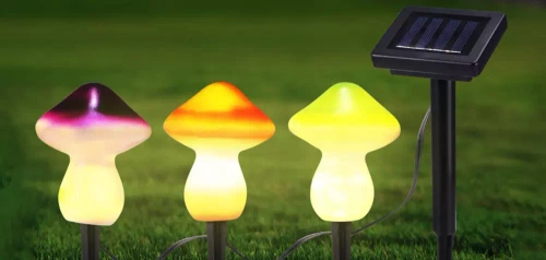 FLD-19-W | Lampe solaire de jardin LED Champignons 3 pcs | 22cm, 600mAh