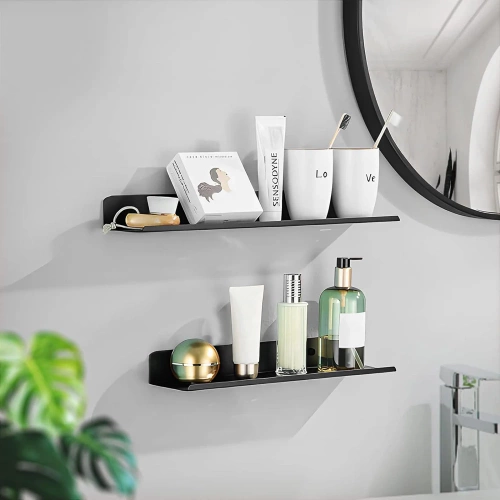 BDS-L30CM-B | Etagère de salle de bain en métal | Etagère de douche noire 30cm | Etagère suspendue