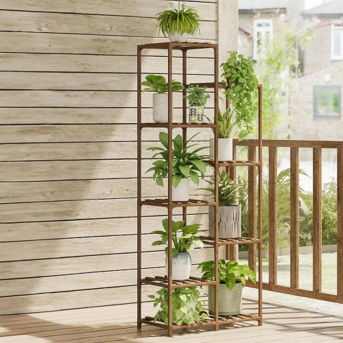 NZ252-BAMBOE | Houten bloemenstandaard voor bloempotten | Plantenstandaard | Bloemen plank