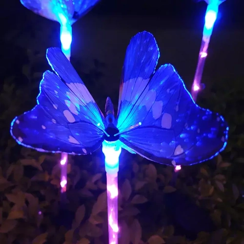 FLD-42-BLU | Lampada solare da giardino a LED farfalla | 73 cm, 600 mAh