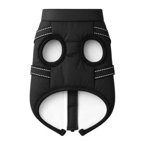 Téli kutyakabát hám funkcióval | M méret | fekete | PET-016M-BK