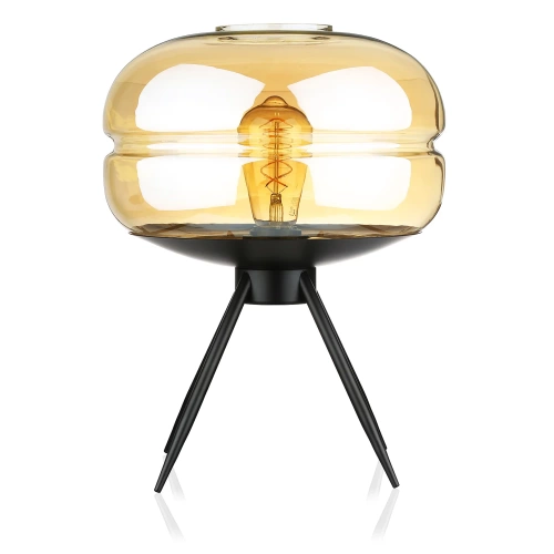 BH-233-BRUN | Stilfuld sengelampe med glasskærm | Moderne bordlampe i glas