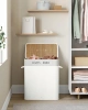 ZYL-100L-BLANCO | Cesto de ropa blanca | Contenedor de juguetes de bambú | Cesta de ropa de madera | Cesto de ropa sucia de dos compartimentos para el baño.