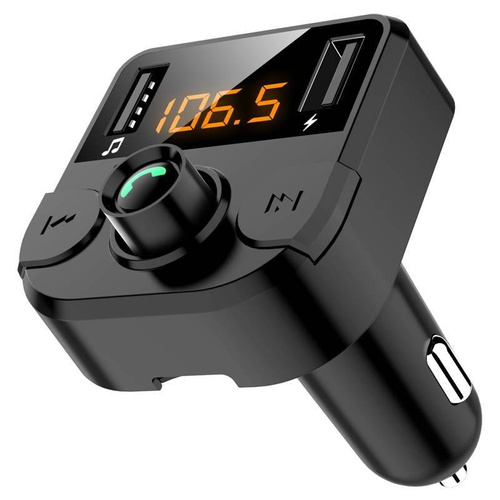 BC36B-Schwarz | Bluetooth FM Transmitter | Wireless Radio Adapter mit Mikrofon & 2 USB Aufladung | Universelles Auto Ladegerät | LCD Display Freisprechen Car Kit | Auto Musik-Player unterstützt TF-Karte USB-Disk