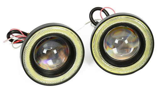 LED 890 | 2 шт - Комплект протитуманних фар із вбудованими кільцями DRL Angel Eyes LED | круглий ø 89 мм