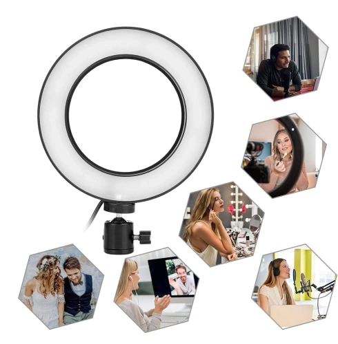 16cm LED kruhové světlo s 25cm stativem | Kompaktní sada pro líčení, streamování a fotografování |