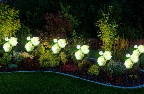 FLD-10-BRANCO | Flor solar | Candeeiro solar LED para jardim Peony branco | 80cm, 600mAh